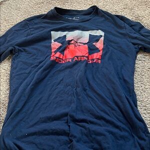 Under Armour Men's Navy and Red Long Sleeve Tee